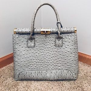 Gray faux leather bag, light wear!